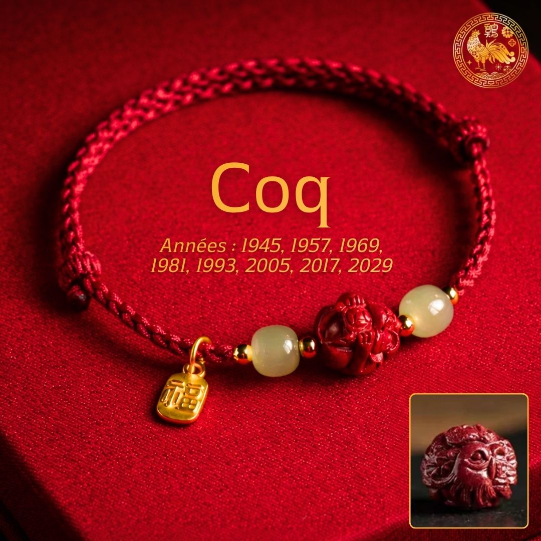 🧧Bracelet Zodiaque Chinois en Jade & Cinnabar