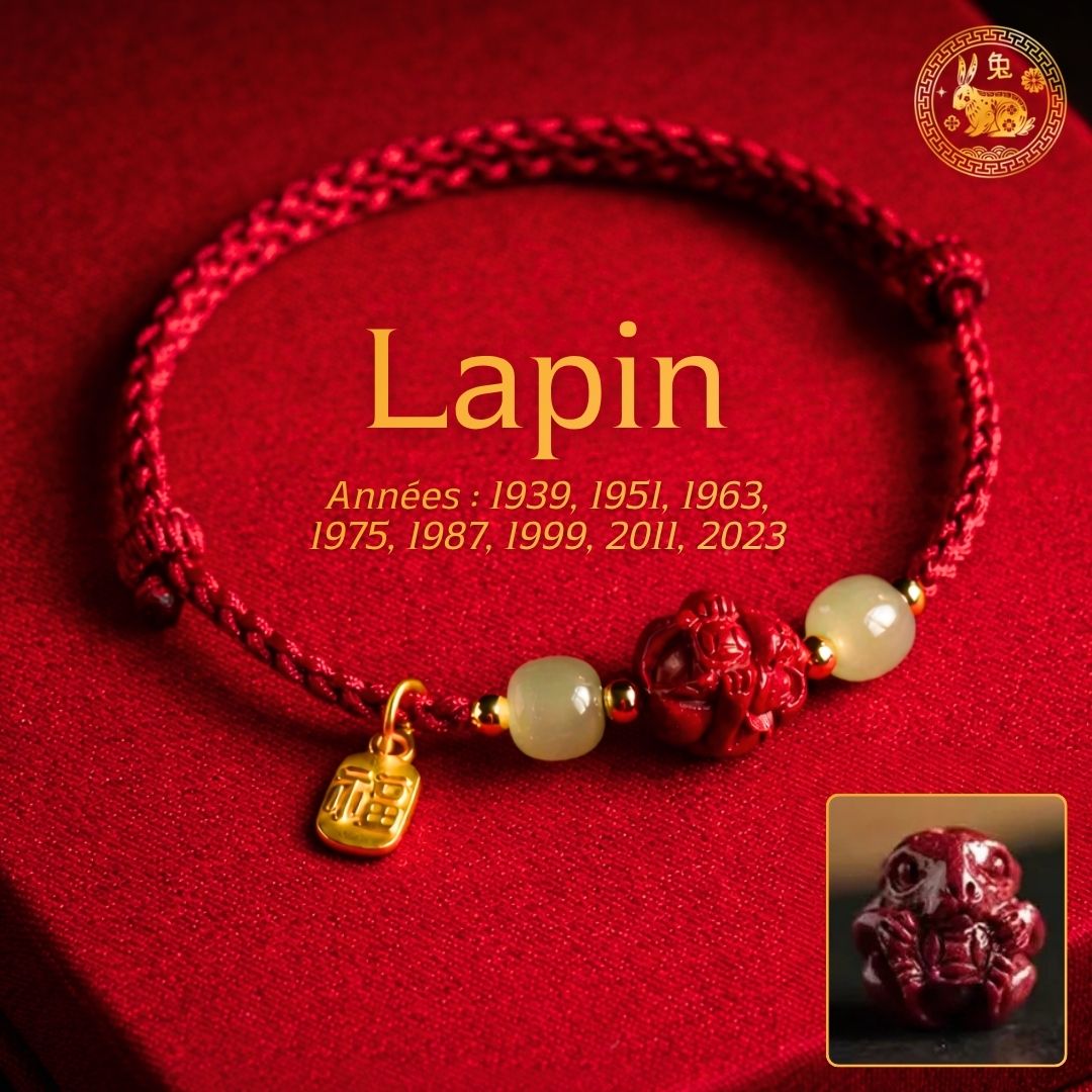 🧧Bracelet Zodiaque Chinois en Jade & Cinnabar