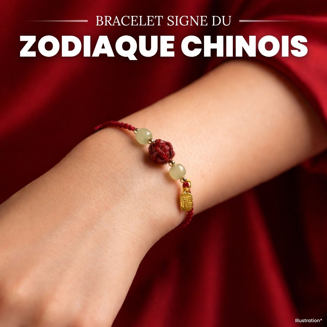 🧧Bracelet Zodiaque Chinois en Jade & Cinnabar