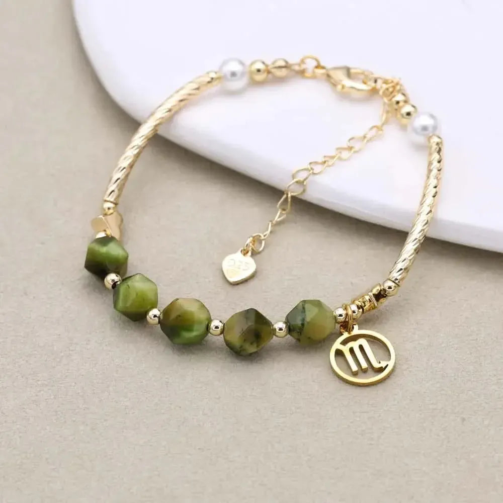 Bracelet Zodiaque en Œil de Tigre Vert