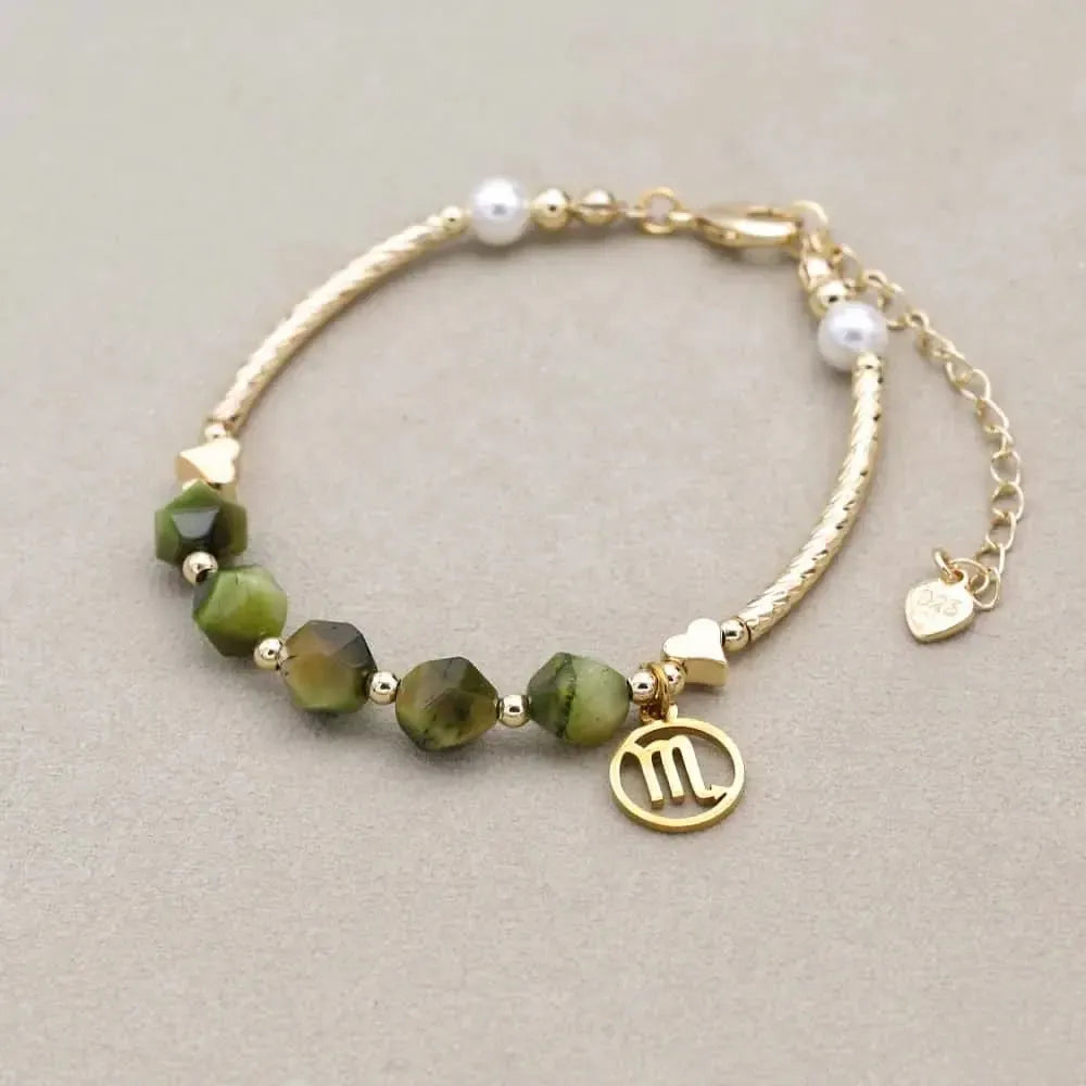 Bracelet Zodiaque en Œil de Tigre Vert