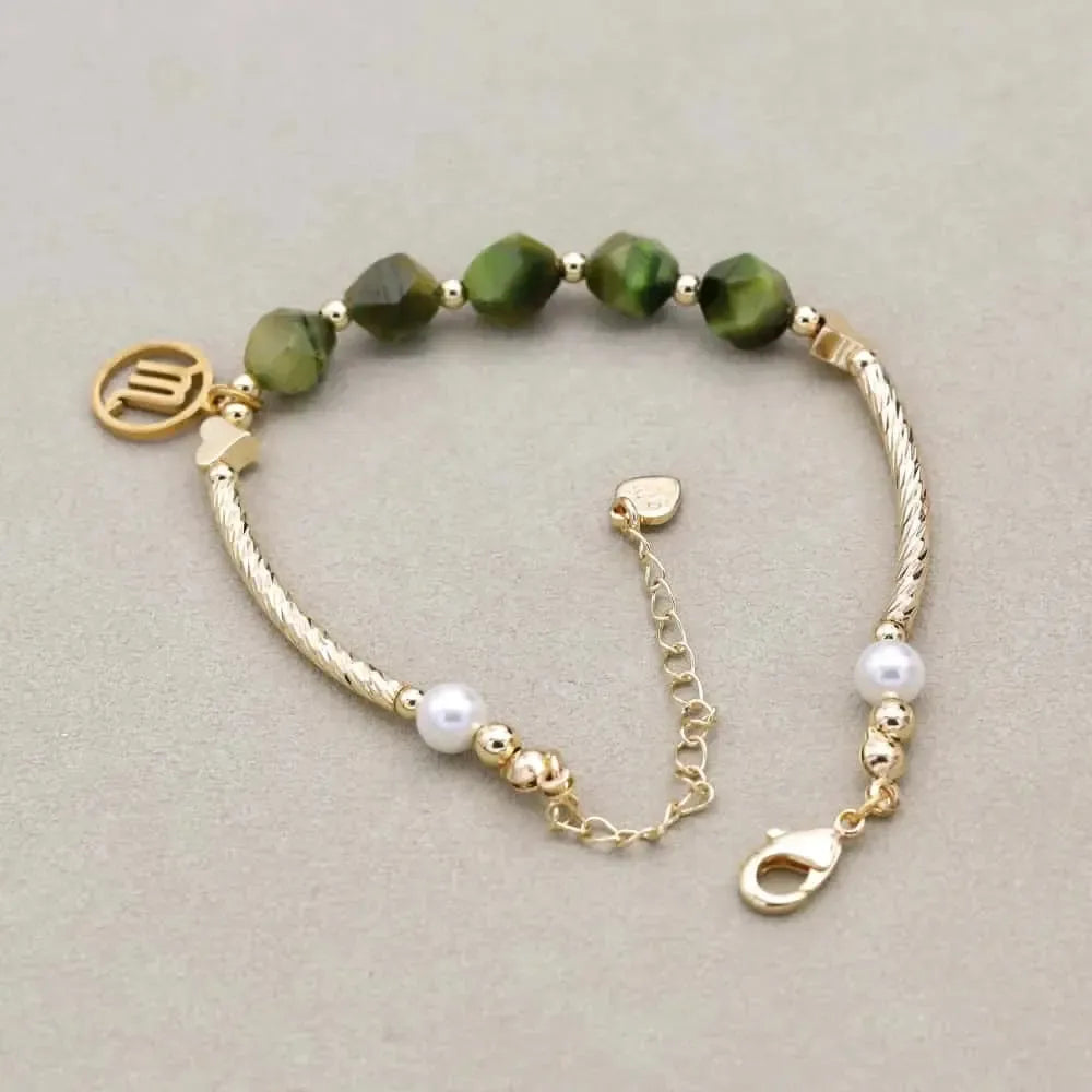 Bracelet Zodiaque en Œil de Tigre Vert