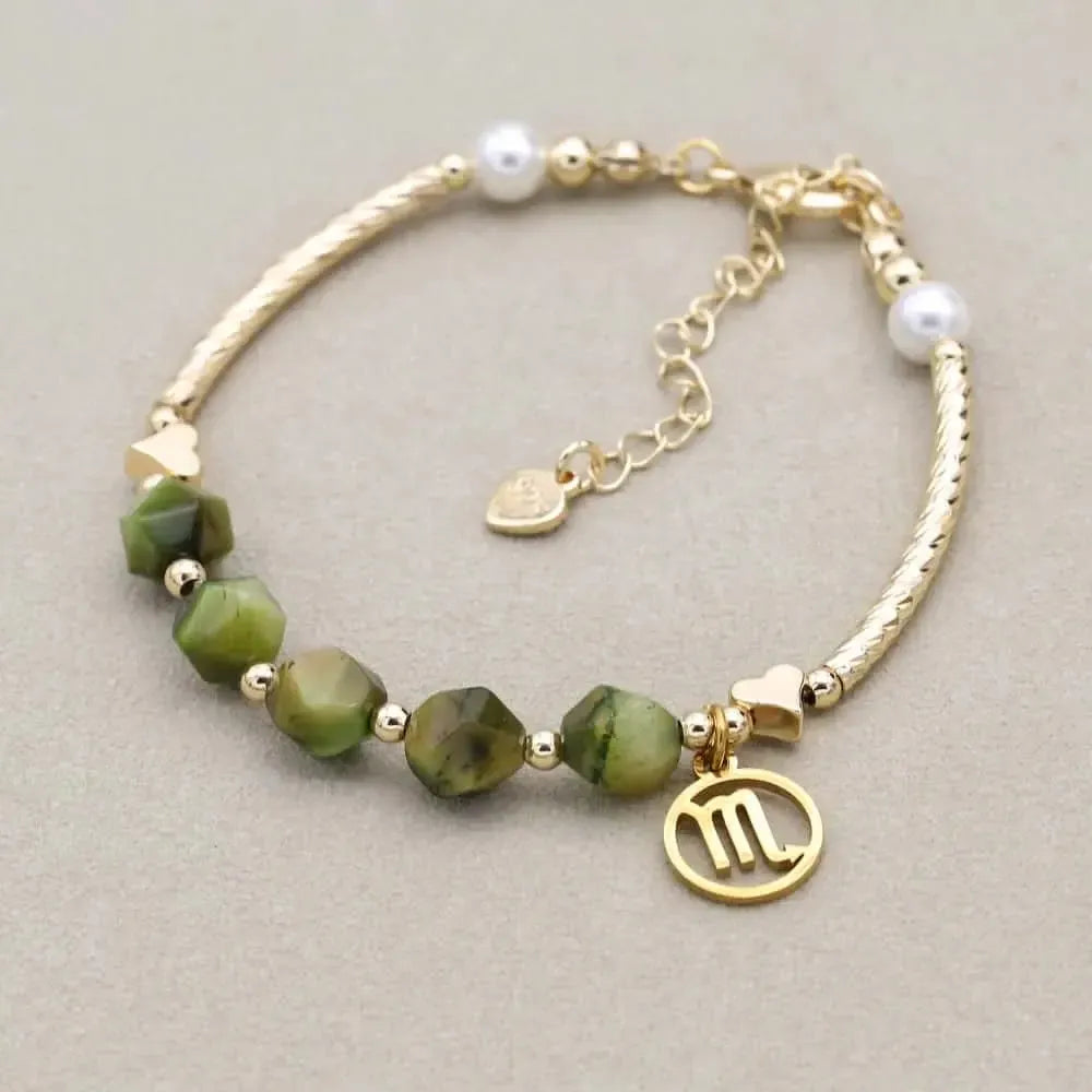 Bracelet Zodiaque en Œil de Tigre Vert