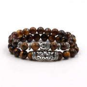 Bracelets bouddha doubles rangs unisexes en pierres