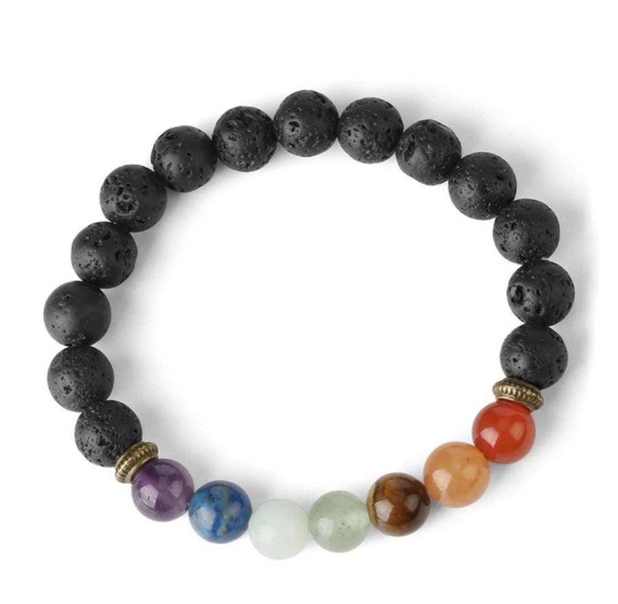 Bracelets «énergie positive» 7 chakras en pierres et pierres de Lave