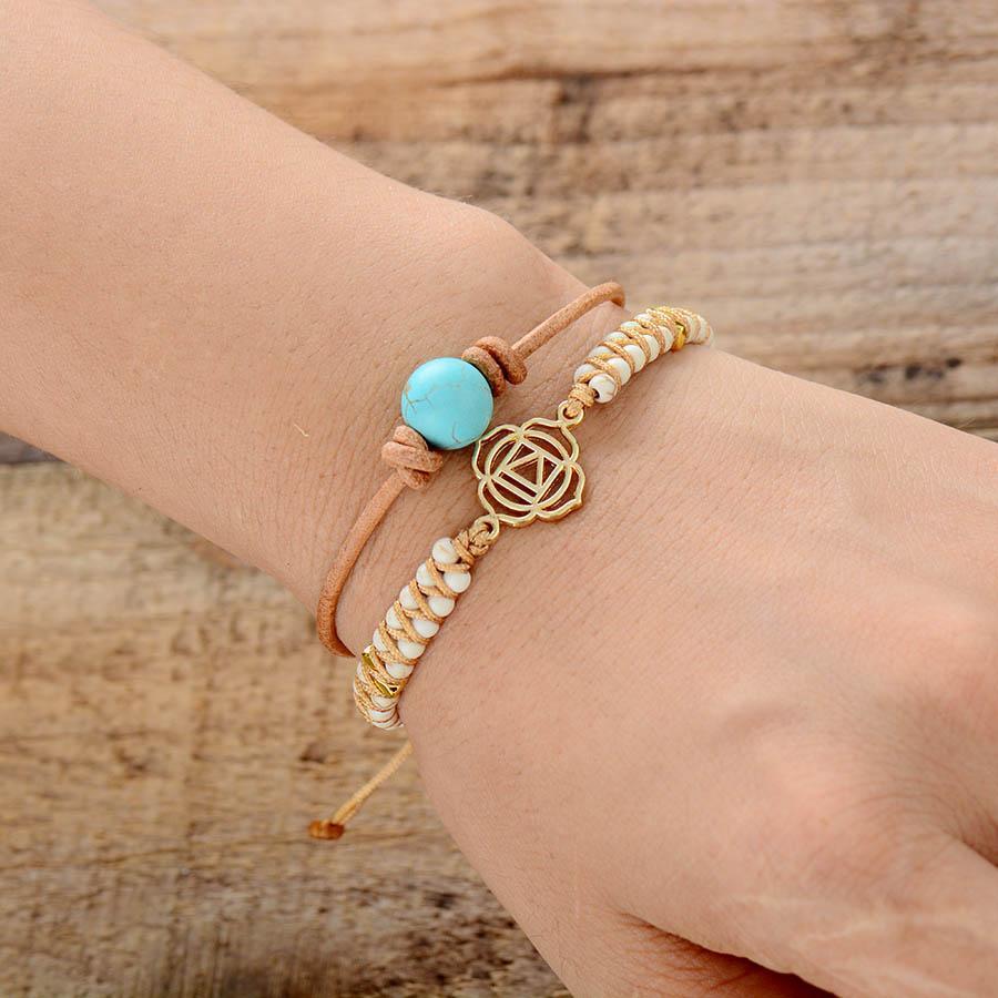 Bracelets «Muladhara» en Turquoise et Howlite