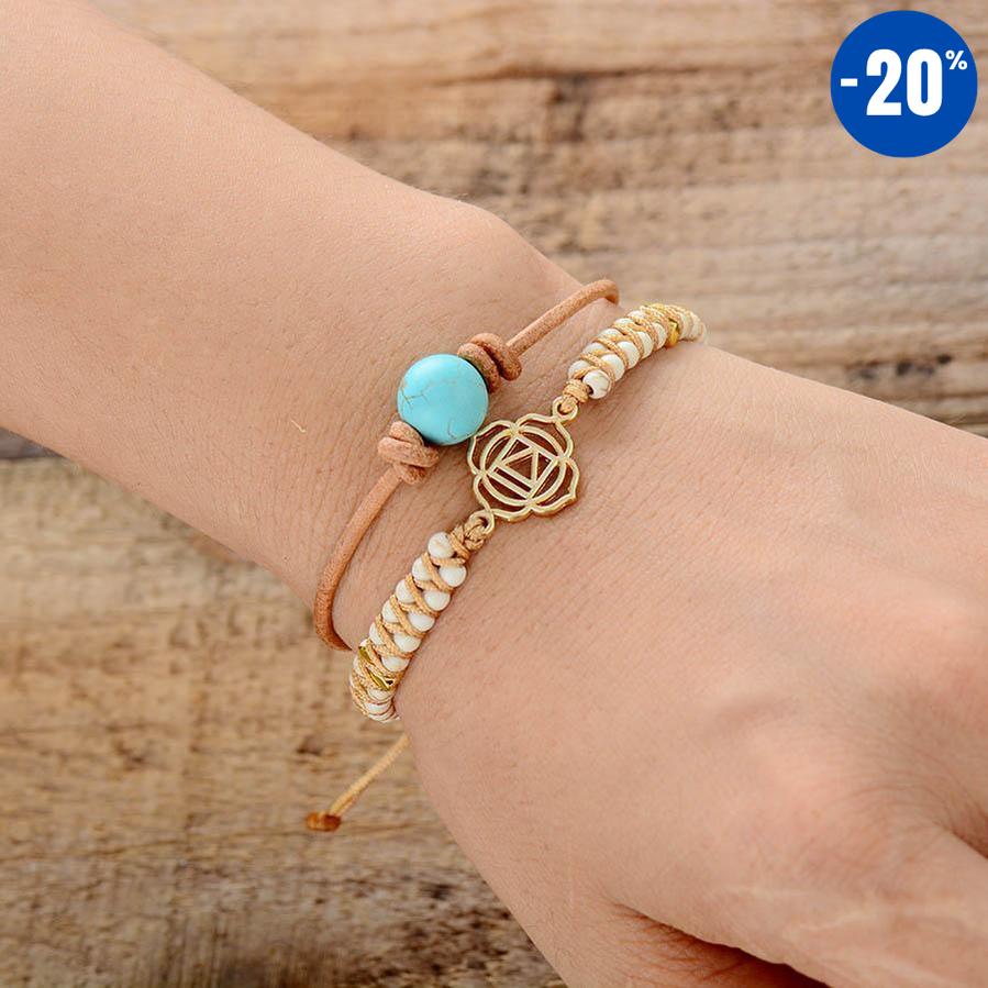 Bracelets «Muladhara» en Turquoise et Howlite
