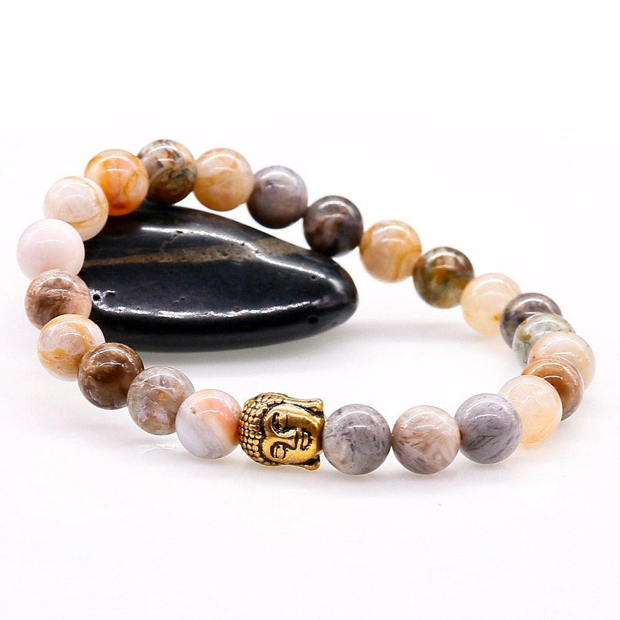 Bracelets multi couleurs en pierres d’Onyx et tête de Bouddha