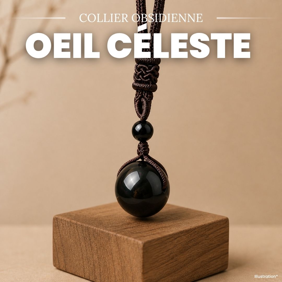 Collier avec pendentif en Obsidienne Oeil Celeste