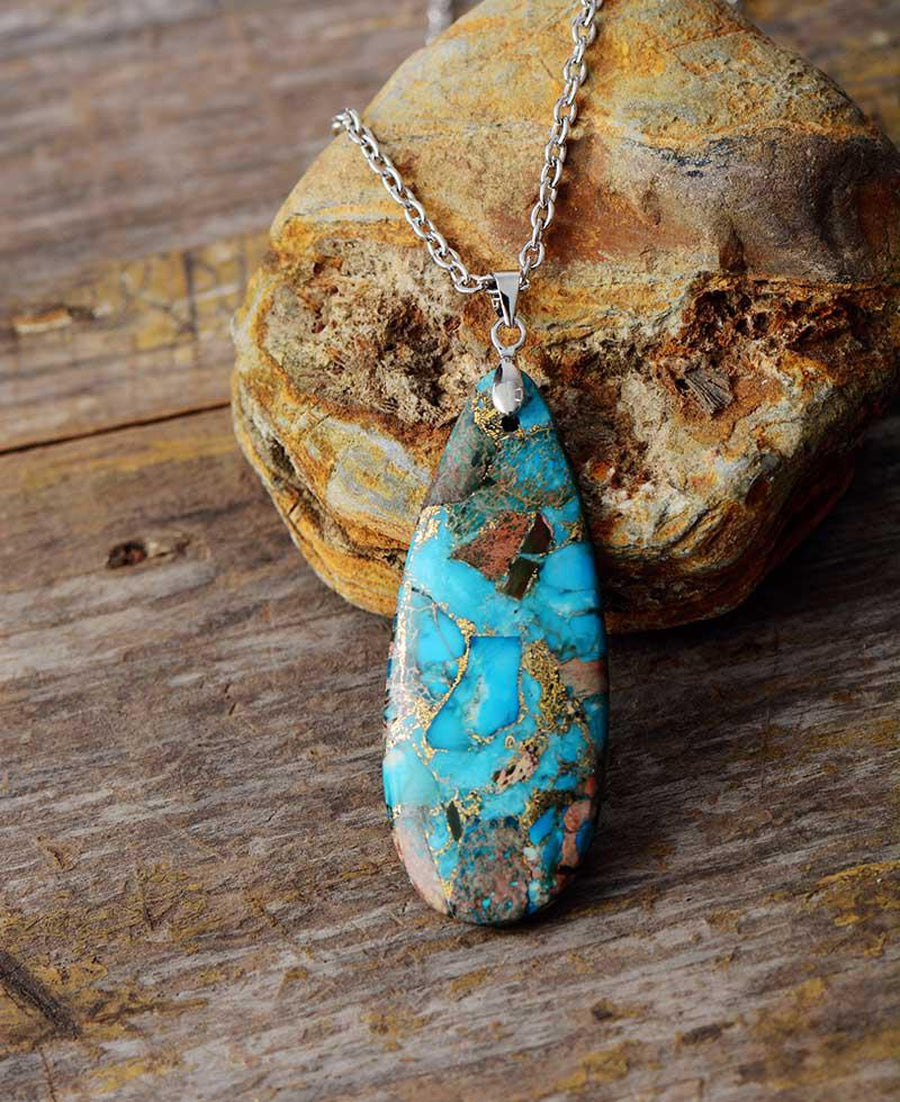 Collier et pendentif en Turquoise synthetique