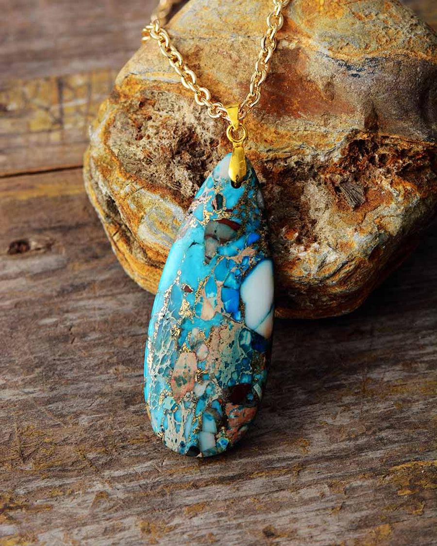 Collier et pendentif en Turquoise synthetique