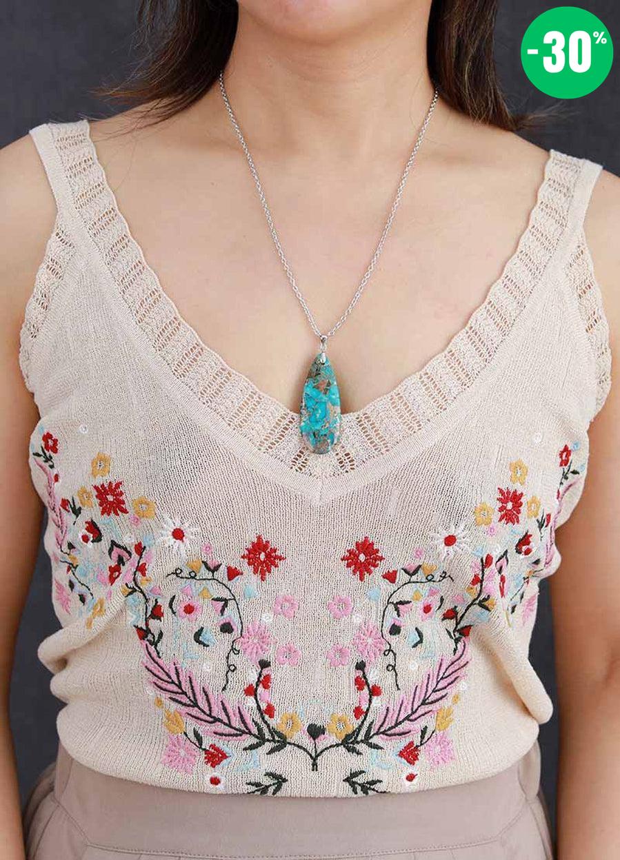 Collier et pendentif en Turquoise synthetique