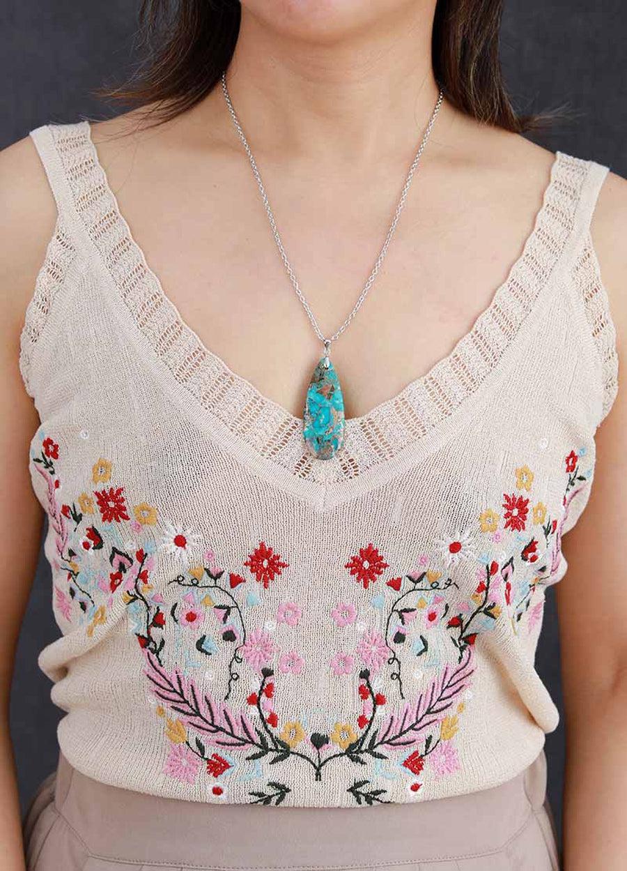 Collier et pendentif en Turquoise synthetique