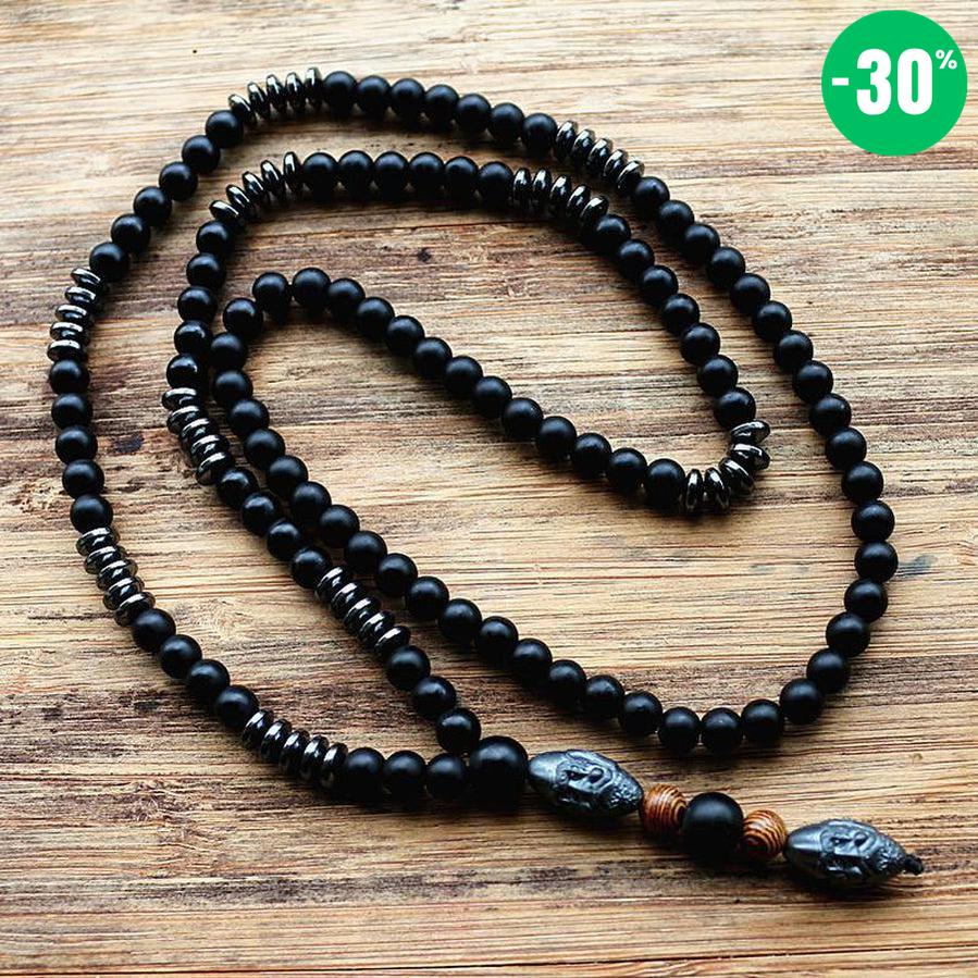Collier masculin « Vitalité, Energie et Protection » en hématite et pierres de haute qualité
