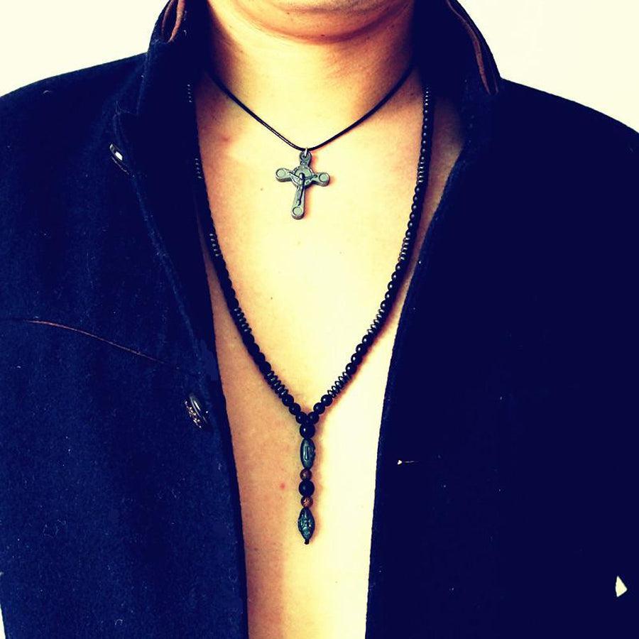 Collier masculin « Vitalité, Energie et Protection » en hématite et pierres de haute qualité