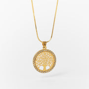 Collier pendentif Arbre de vie et cristal