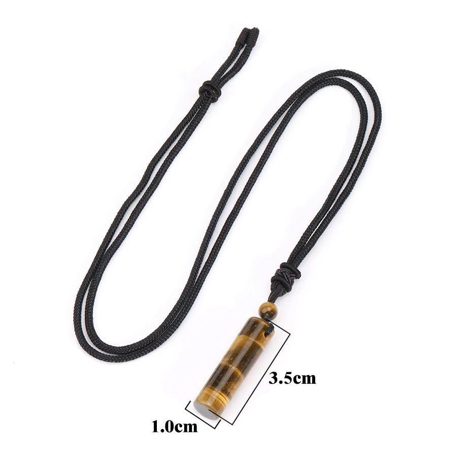 Collier pendentif de forme « tube » en pierre pour homme et femme
