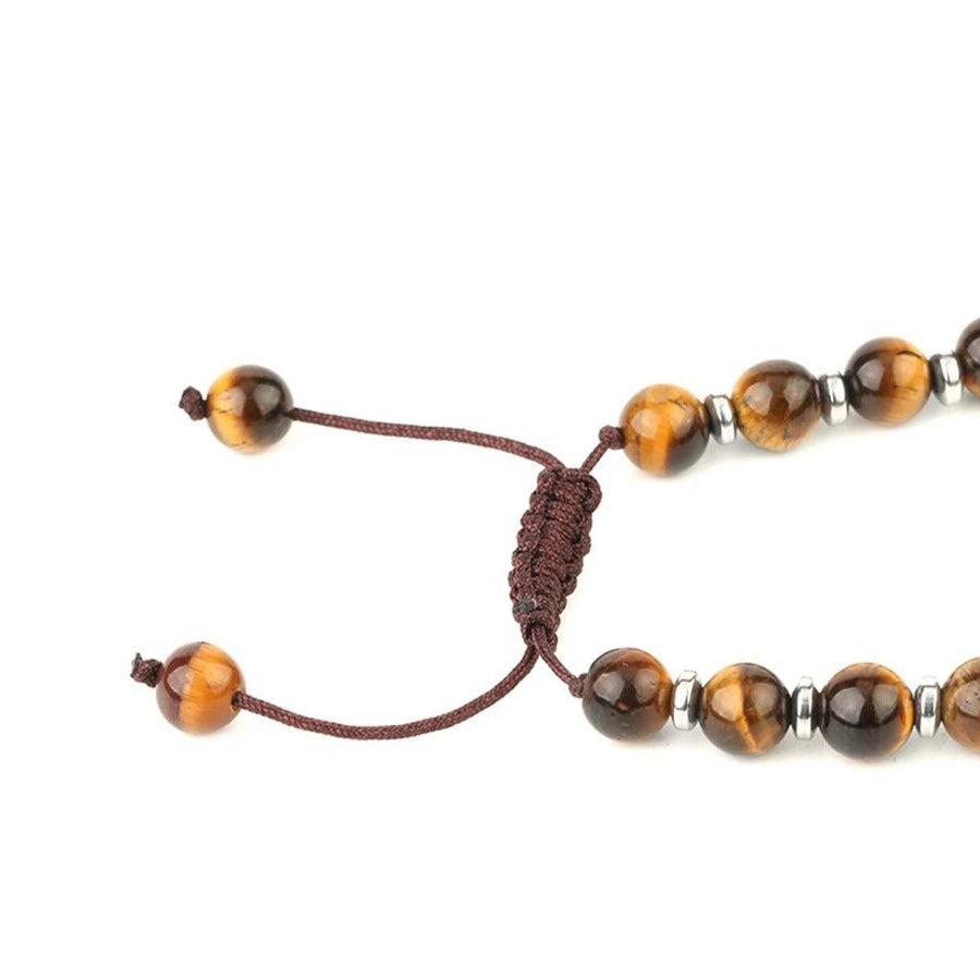 Collier pendentif goute d’eau en Œil de tigre naturel et « Arbre de vie »