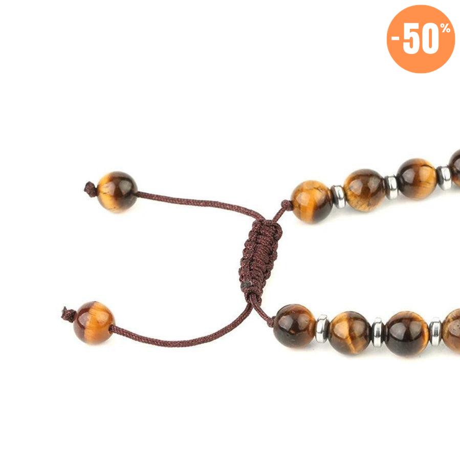 Collier pendentif goute d’eau en Œil de tigre naturel et « Arbre de vie »