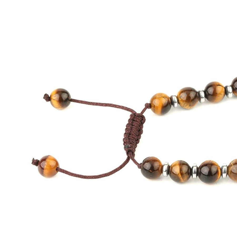 Collier pendentif goute d’eau en Œil de tigre naturel et « Arbre de vie »