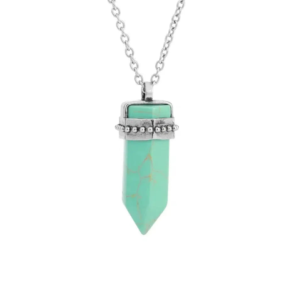 Collier pendentif hexagonal en pierre