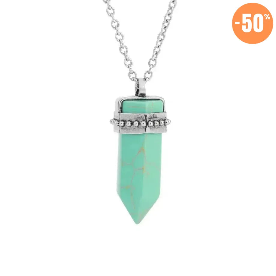 Collier pendentif hexagonal en pierre