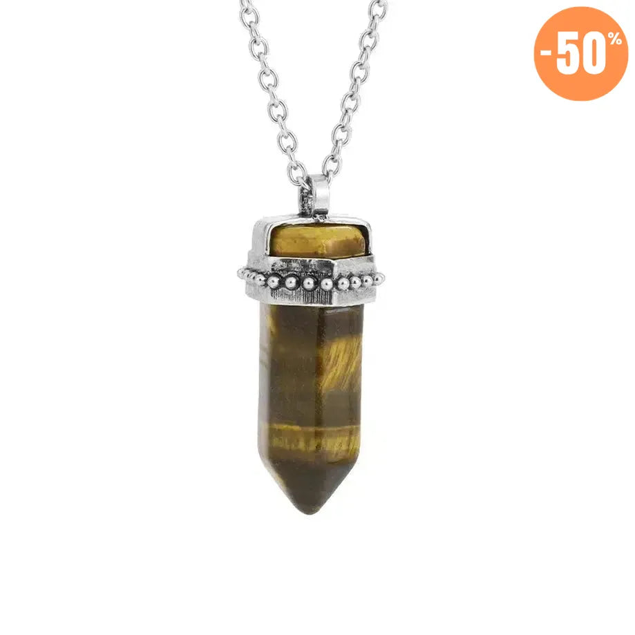 Collier pendentif hexagonal en pierre