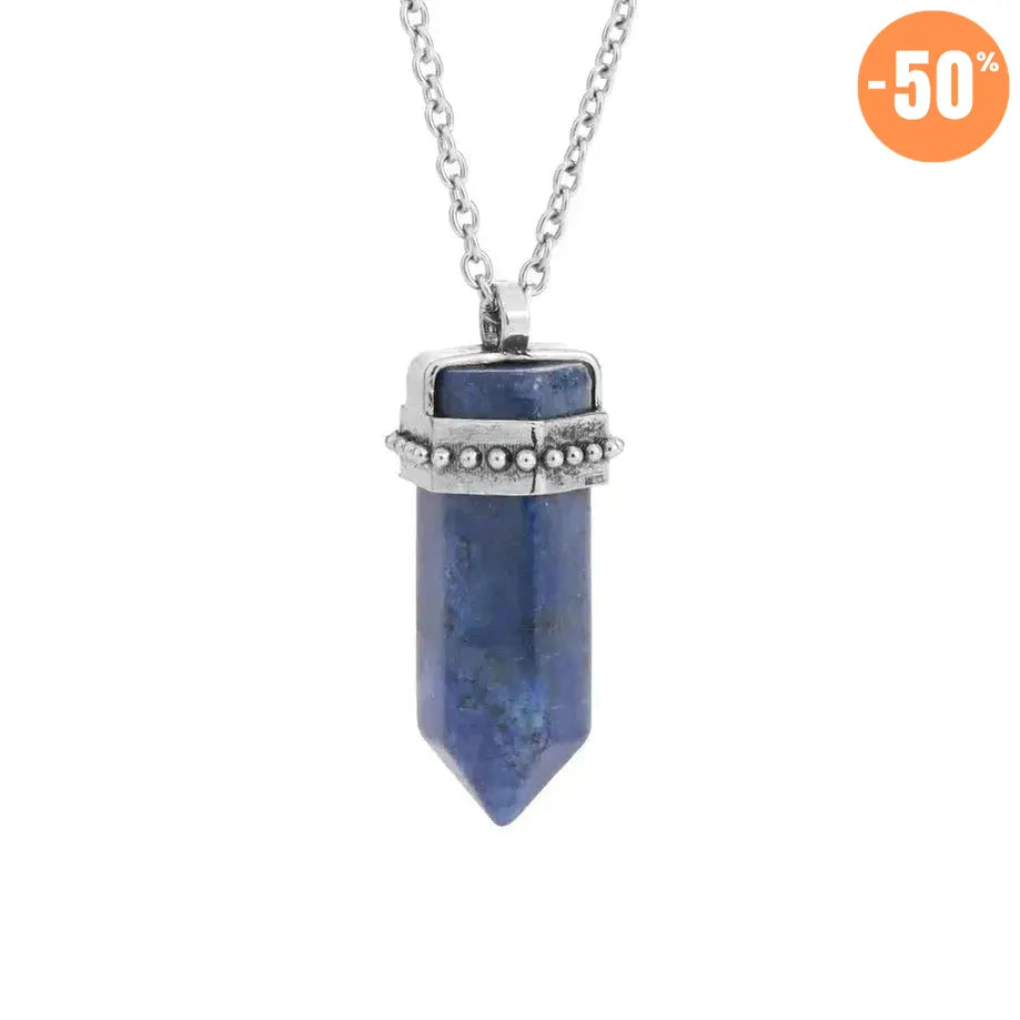 Collier pendentif hexagonal en pierre