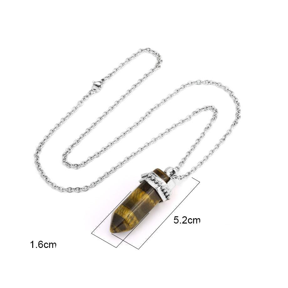 Collier pendentif hexagonal en pierre