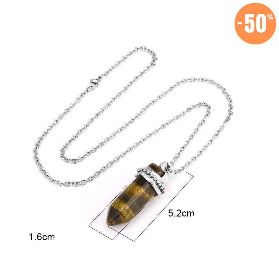 Collier pendentif hexagonal en pierre