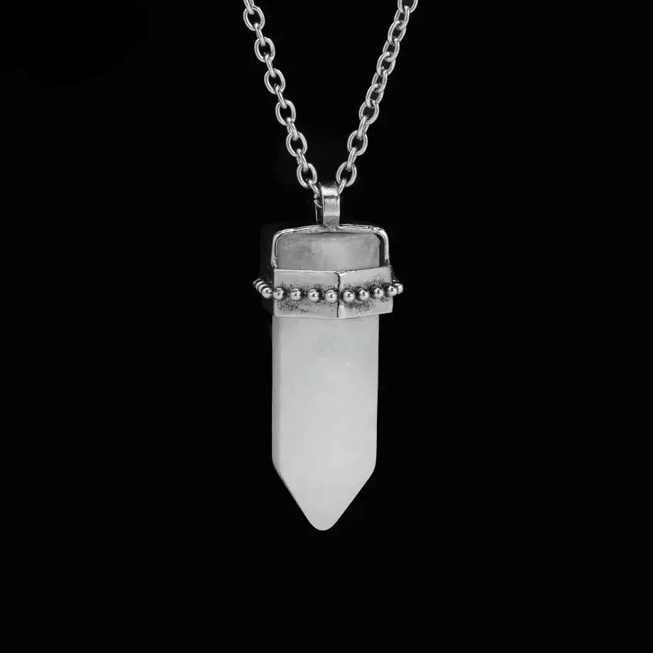 Collier pendentif hexagonal en pierre