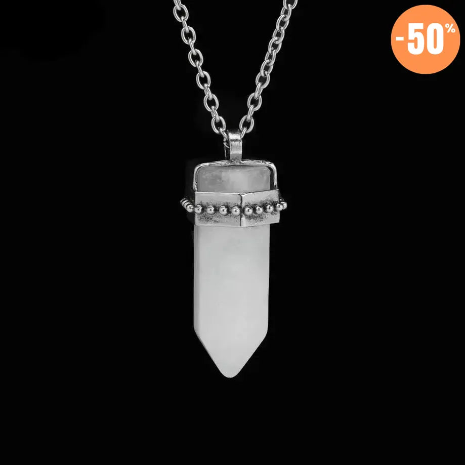 Collier pendentif hexagonal en pierre