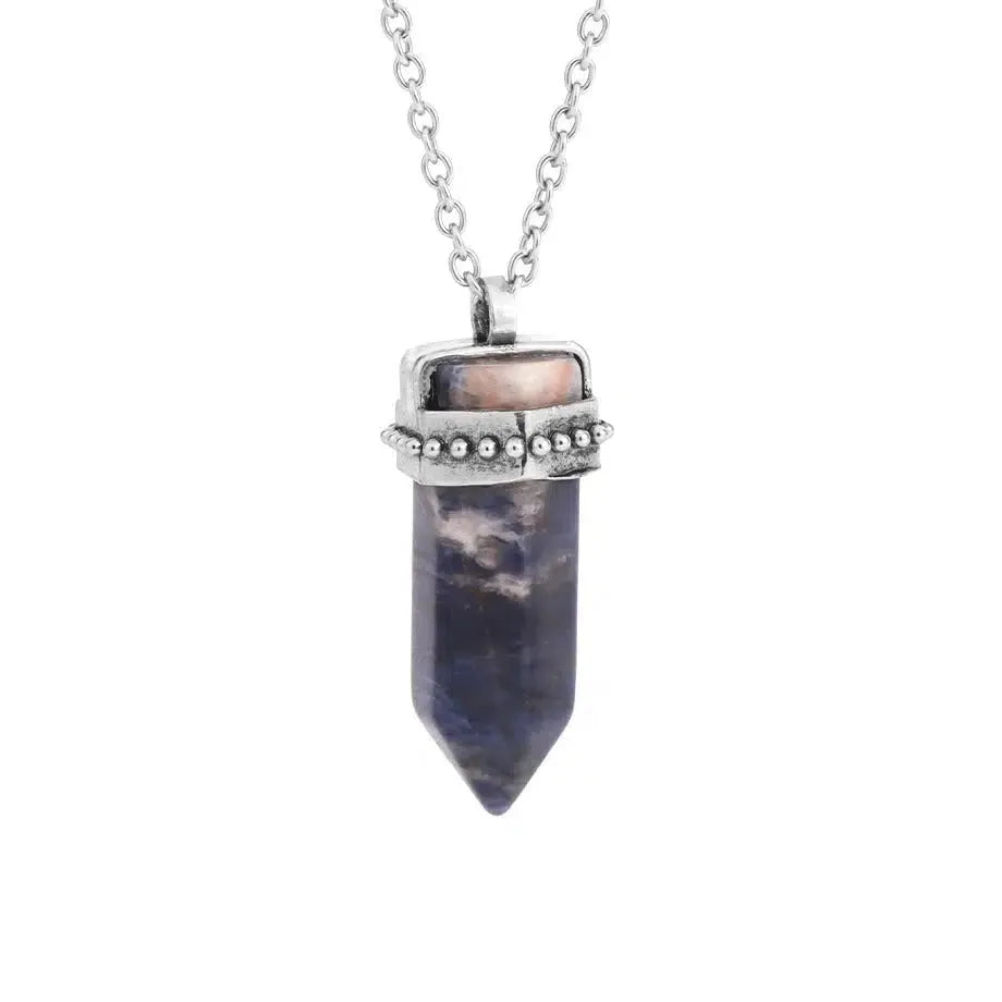 Collier pendentif hexagonal en pierre