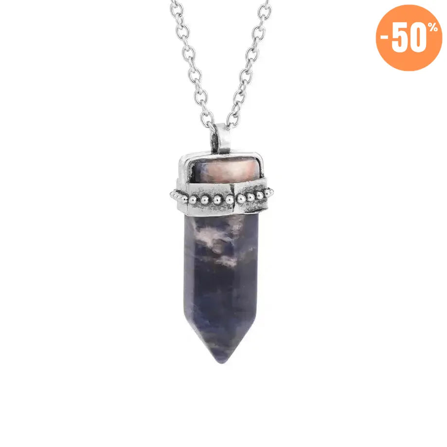 Collier pendentif hexagonal en pierre