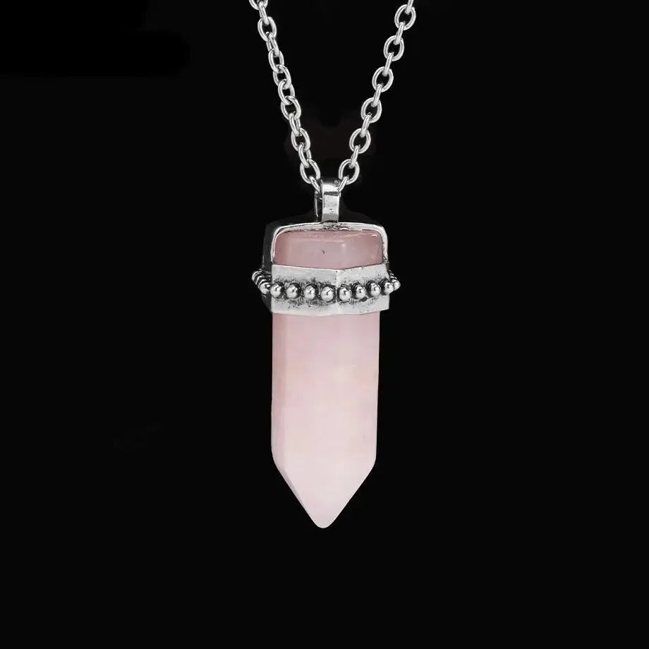 Collier pendentif hexagonal en pierre