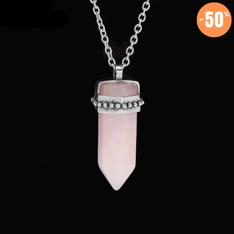 Collier pendentif hexagonal en pierre