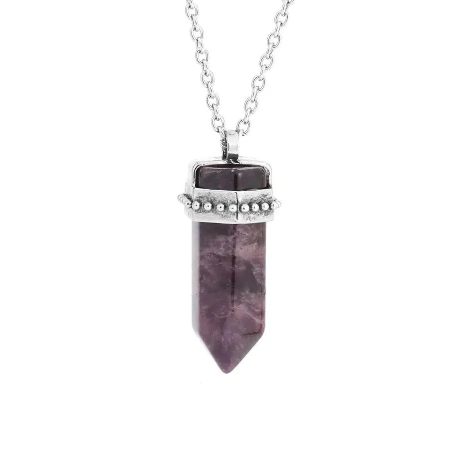 Collier pendentif hexagonal en pierre