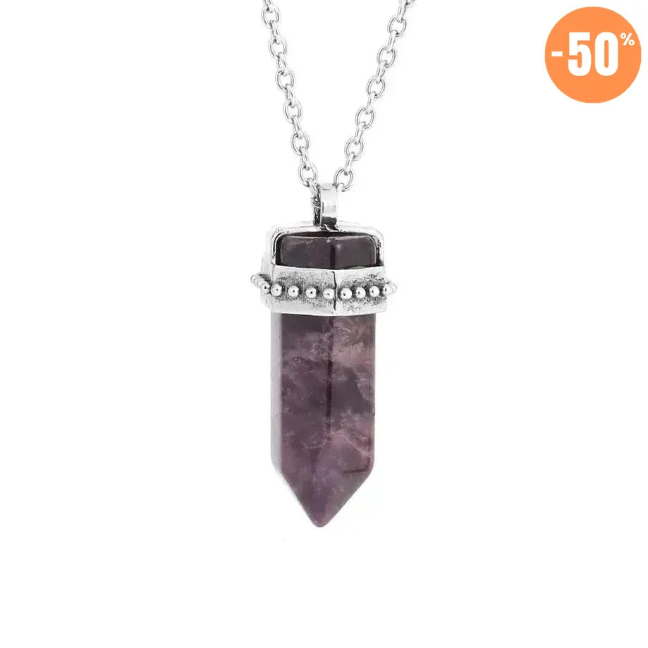 Collier pendentif hexagonal en pierre