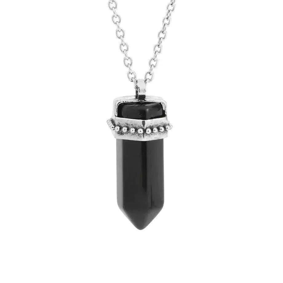 Collier pendentif hexagonal en pierre