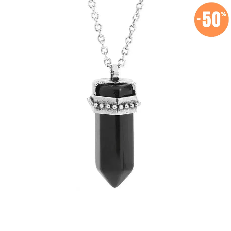 Collier pendentif hexagonal en pierre