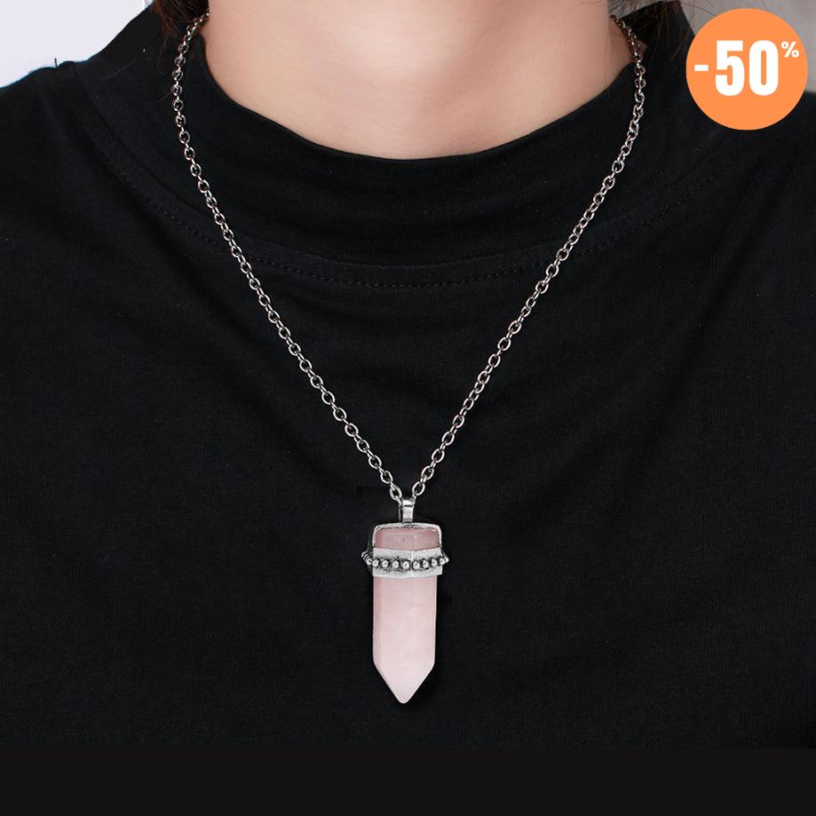 Collier pendentif hexagonal en pierre