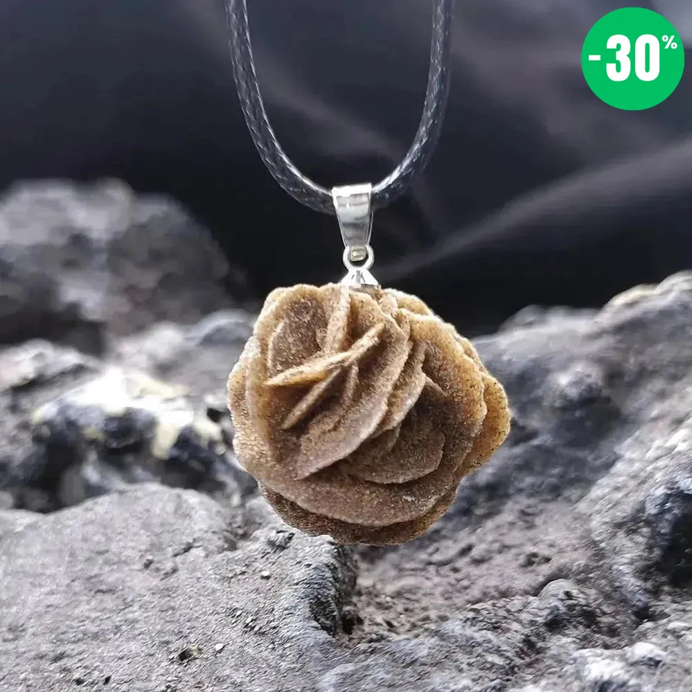 Collier Pendentif Rose du Désert