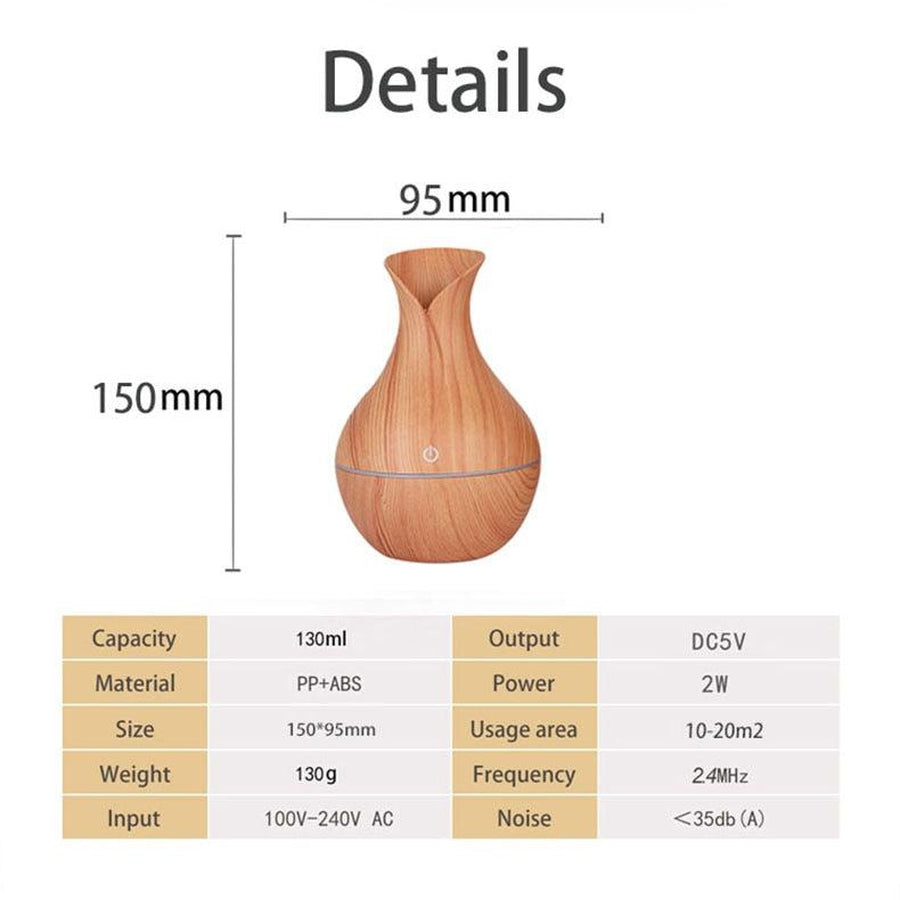 Diffuseur d’huiles essentielles design 130 ml à ultrasons