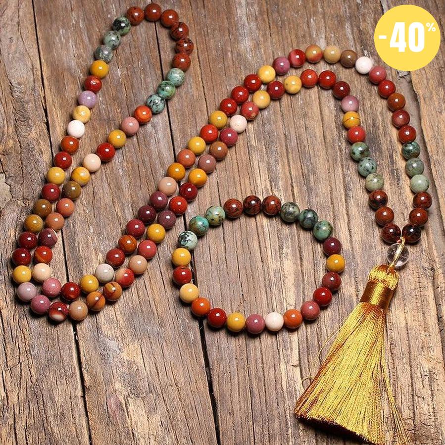 Ensemble Bracelet et Collier / Mala en pierres