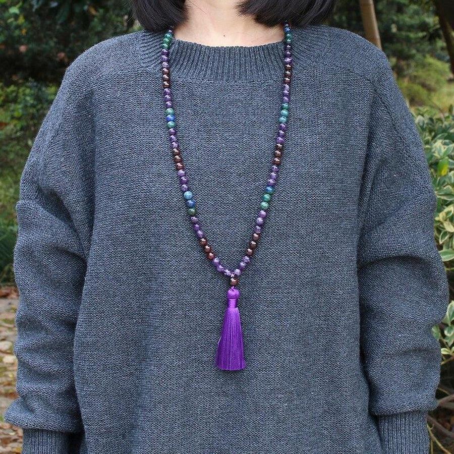 Ensemble Collier Mala et bracelet en pierres