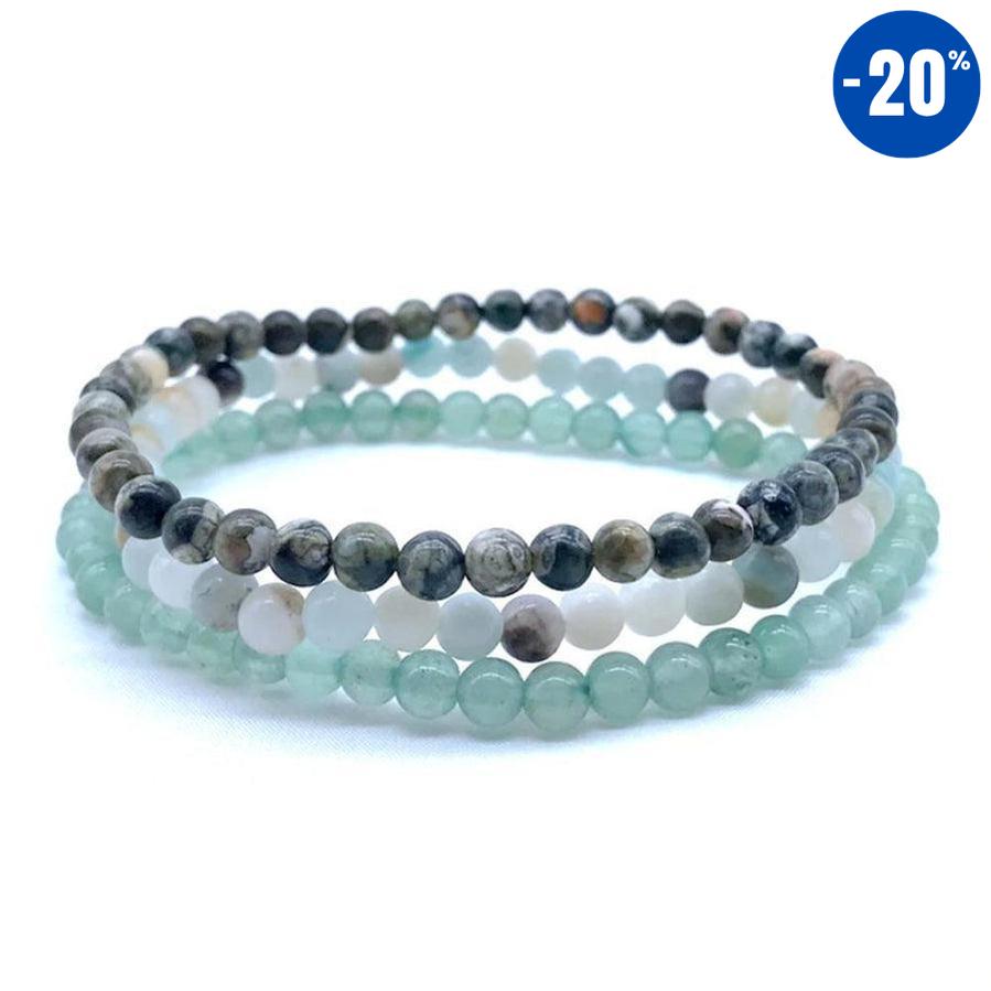 Ensembles de 3 bracelets 4mm en pierres