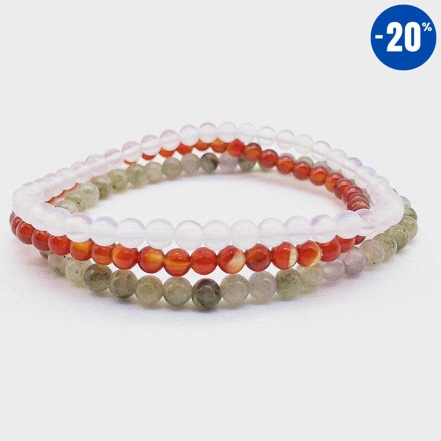 Ensembles de 3 bracelets 4mm en pierres