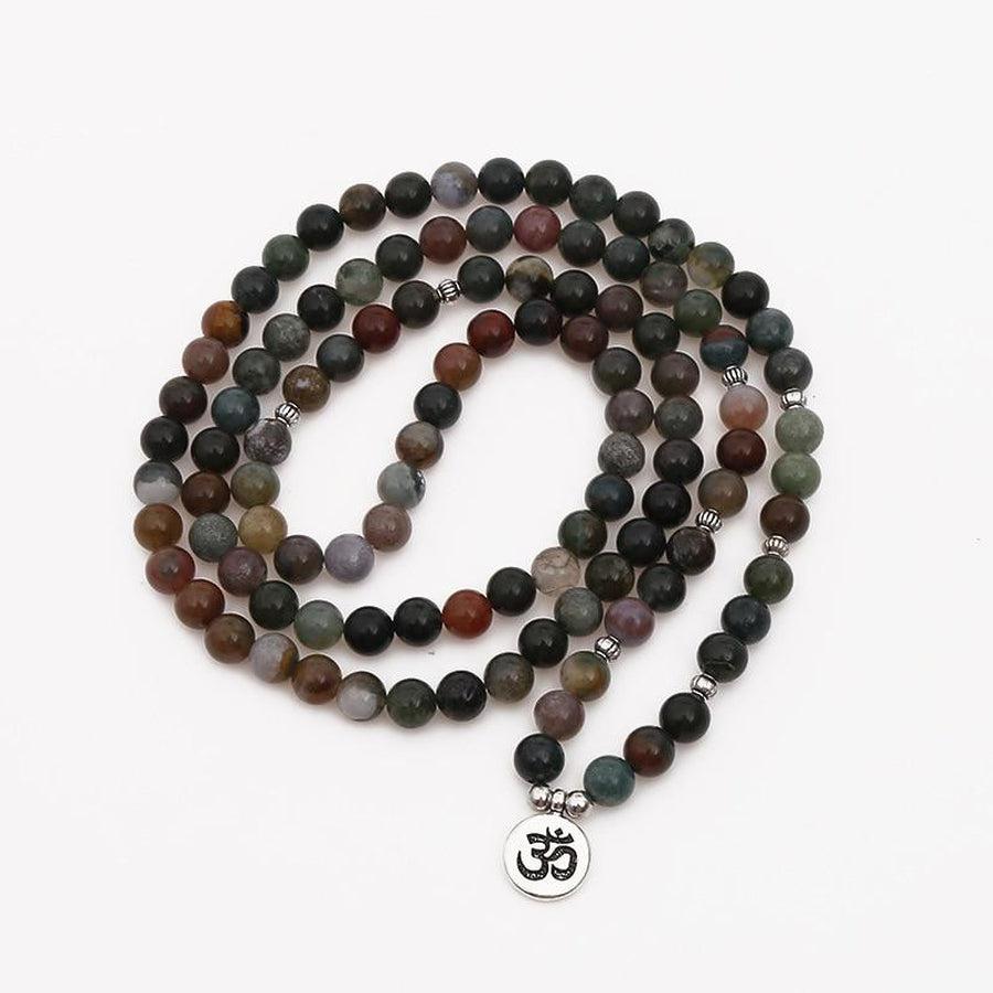 Mala 108 «estime de soi et communication» en perles en pierres d'Onyx indienne