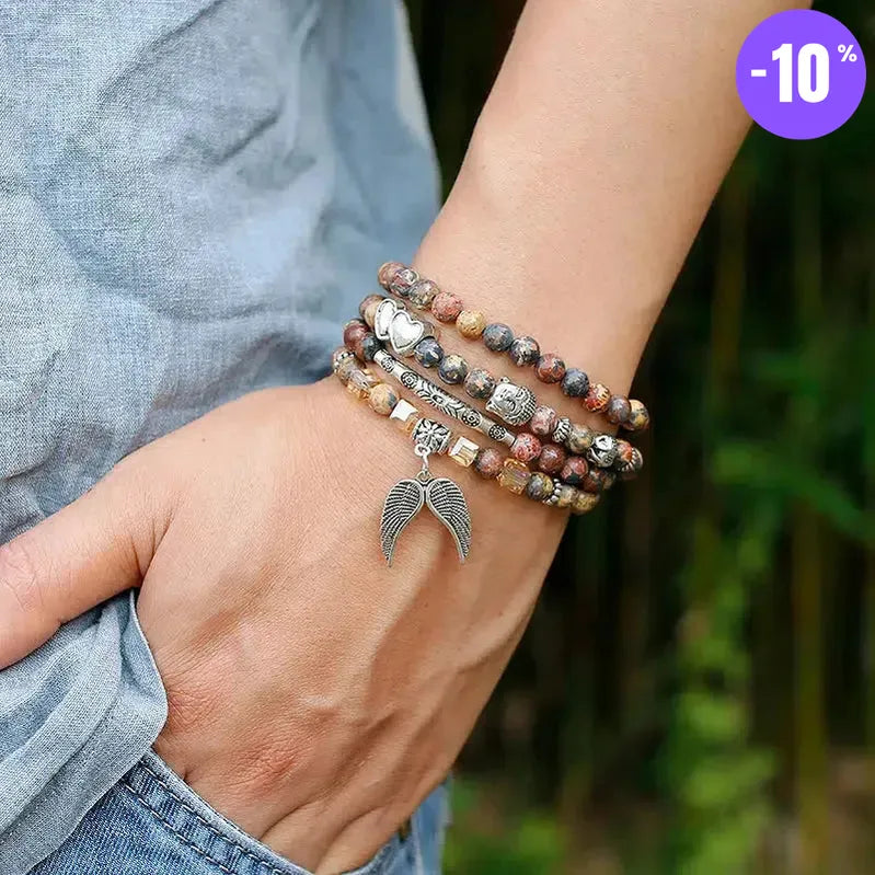 Mala 108 perles en Jaspe léopard avec charm au choix