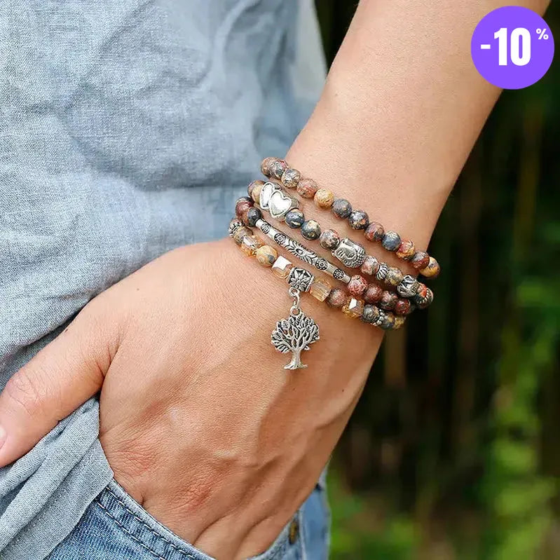 Mala 108 perles en Jaspe léopard avec charm au choix